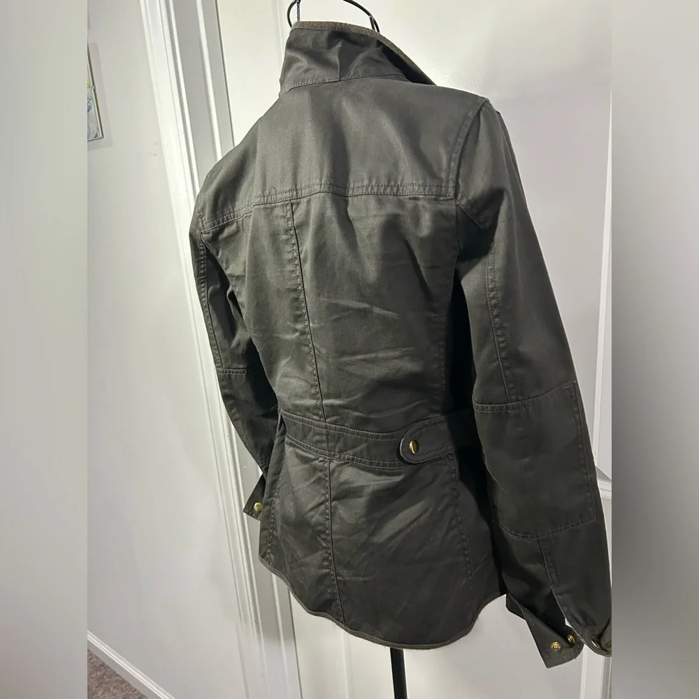 J. Crew‎ Women's Resin Coated Dark Olive Twill Jacket